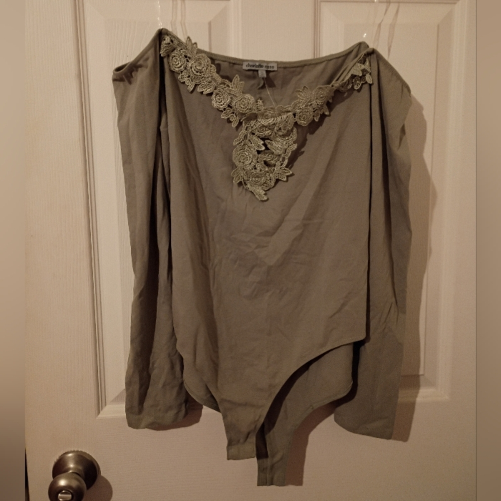 Charlotte Russe Sage Green 💚 Off Shoulder Bodysuit